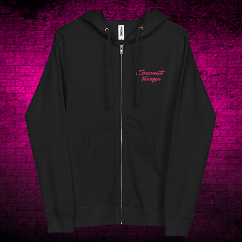 Coconut Teaszer Embroidered Zip-Up Fleece Hoodie