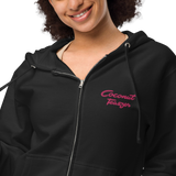 Coconut Teaszer Embroidered Zip-Up Fleece Hoodie