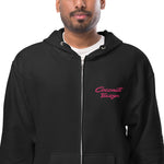 Coconut Teaszer Embroidered Zip-Up Fleece Hoodie