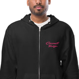 Coconut Teaszer Embroidered Zip-Up Fleece Hoodie